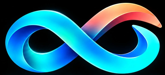 Turquoise, blue and coral infinity emblem